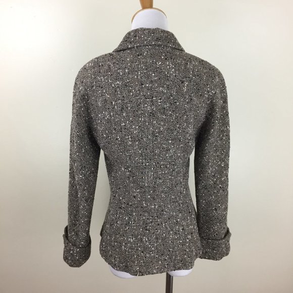 NINA RICCI Edition Paris France Black Brown Cream Speckled Tweed/Boucle Jacket - Picture 10 of 10